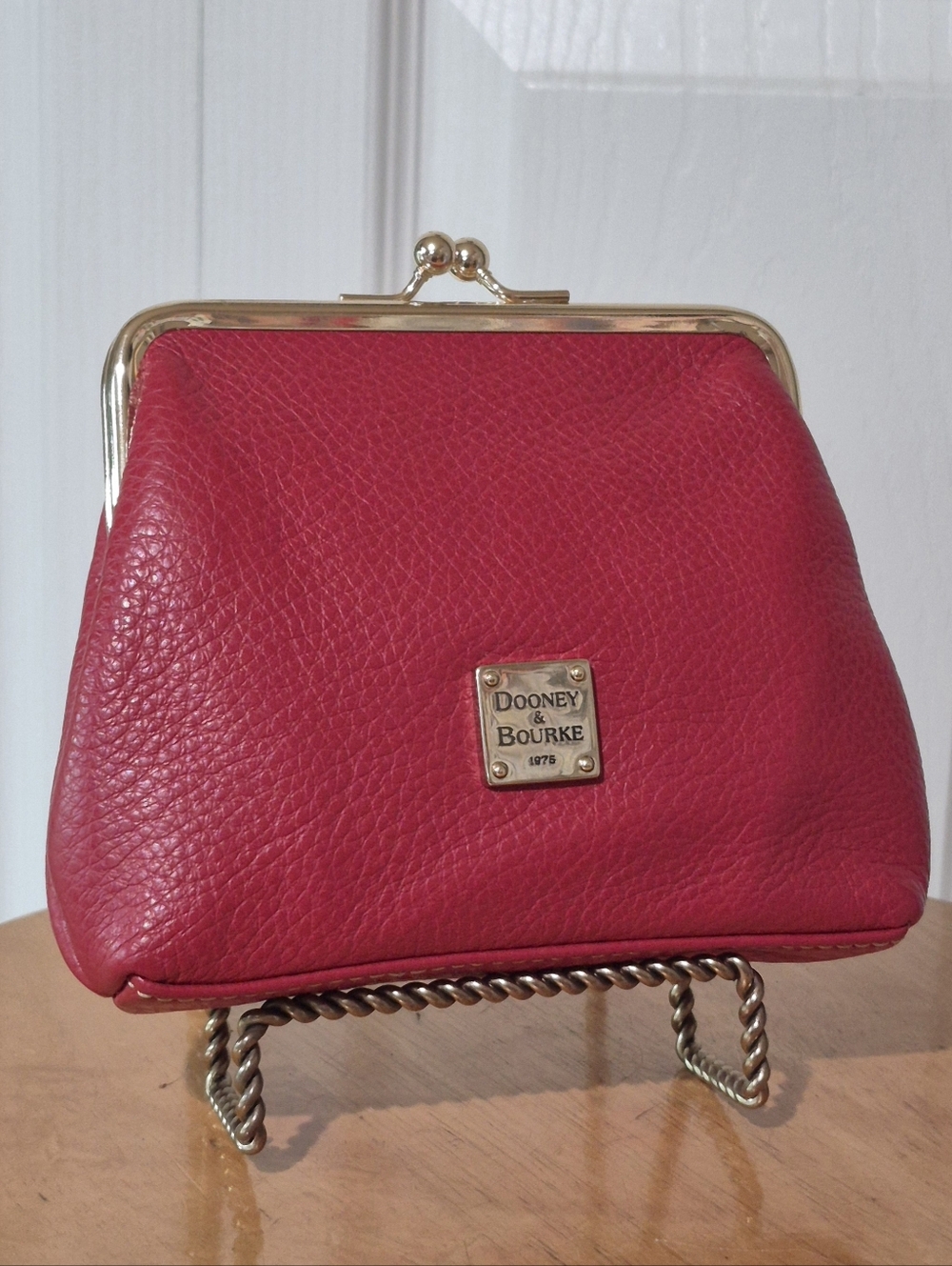 Dooney & Bourke Red Pebbled Leather Kisslock Coin Purse